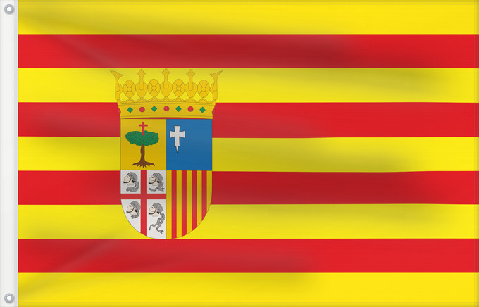Bandera, con dos ojales metálicos y lado del asta reforzado: Aragon	Aragón	Aragona