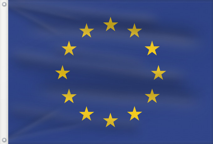 Bandiera, con due occhielli metallici e lato dell'asta rinforzato: Europe Europe is the flag and emblem of the European Union EU and Council of Europe CoE Européen est le symbole non seulement de l’Union européenne La Unión Europea consta de doce estrellas amarillas sobre fondo azul Die Europaflagge besteht aus einem
