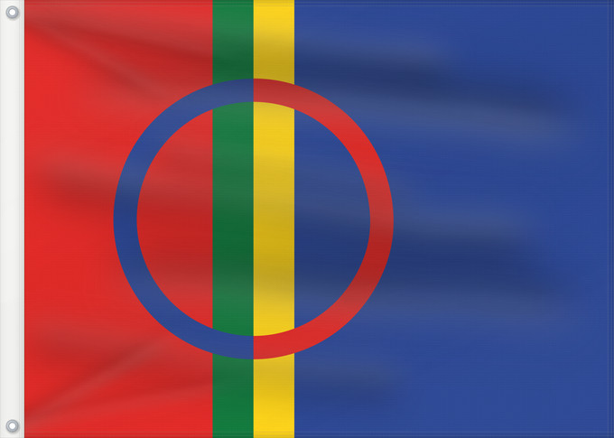 Flag, with two metal eyelets and reinforced hoist: Sami	The Sami	Laponie	Laponia	Lappland	Lapponia	Sámská vlajka	Samea	Saamen	Det samiske flagget	Sámi leavga	Samernas