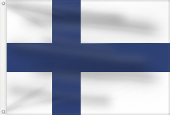 Flag, with two metal eyelets and reinforced hoist: Finland	Finlande	Finlandia	Finnland	Finlandese	Finlândia	Finlandii	علم فنلندا	Сцяг Фінляндыі	Национално знаме на Финландия	Finská vlajka	Finlands	Σημαία της Φινλανδίας	Finnlando	Soome lipp	پرچم فنلاند	Suomen	Fionlainne	Finnország	Finnlands	Finniae	Finnesc