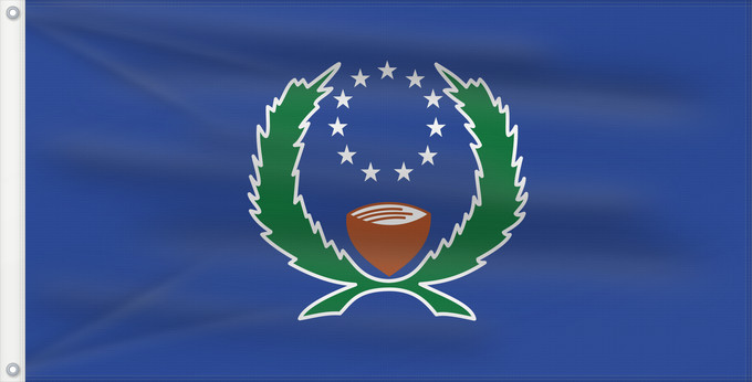 Drapeau, avec deux œillets métalliques et guindant renforcé : Pohnpei	State of Pohnpei	L État de Pohnpei	Pohnpei 	Staates Pohnpei im Verhältnis 10 19 Beschreibung der Flagge  Das blaue Tuch steht für den Pazifik