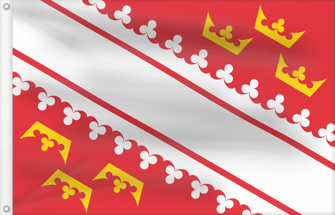 Flagge, mit zwei Metallösen und verstärktem Besatzband: Alsace	L’Alsace	Alsacia	Französischen Region Elsass	Alsazia
