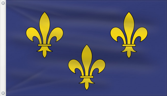 Bandera, con dos ojales metálicos y lado del asta reforzado: Île-de-France	Unofficial	Non-officiel de la région Île-de-France en France	이 것은 일드프랑스의 깃발입니다