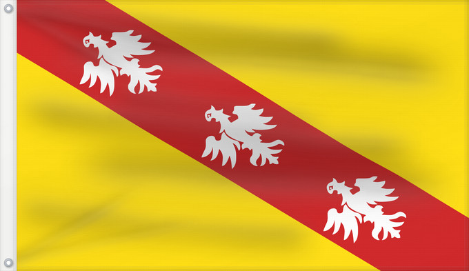 Flagge, mit zwei Metallösen und verstärktem Besatzband: Lorraine	Region Lorraine in France	Région Lorraine en France	Lorena 	Lorena
