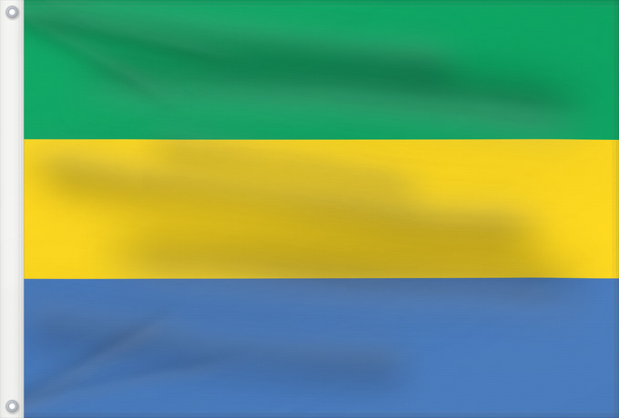 Bandera, con dos ojales metálicos y lado del asta reforzado: Gabon Gabón Gabun Gabão علم جمهوريةالغابون Banniel Gabon Gabons Gabono Gabongo bandera پرچم گابن Drapél du Gabon Dalapo ya Ngabu Bɛndɛ́lɛ ya Gabɔ́ Bendêre tî Gaböon