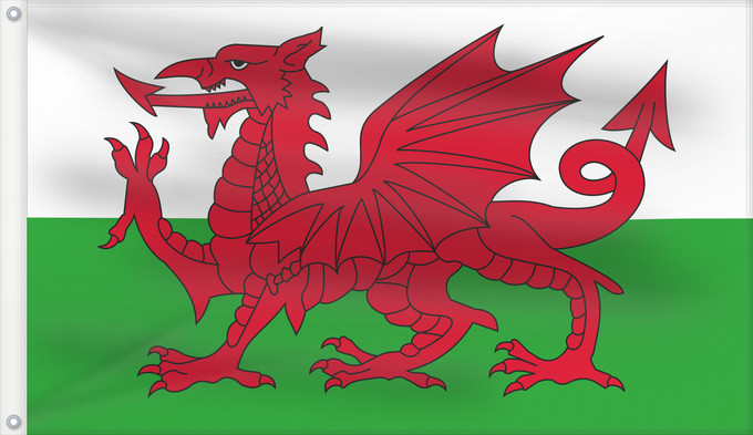 Flag, with two metal eyelets and reinforced hoist: Wales 2	Wales	Pays de Galles	Gales	Wale	Galles	Walii	Wīelisc Fana	علم ويلز	Banniel Kembre	Cymru	Galesko bandera	Walesin	Breataine Bige	Brattag Vretin	Walesa	Kembra	Valliae	Знаме на Велс	Couleu de Galles	Флаг Уэльса	Прапор Уельсу