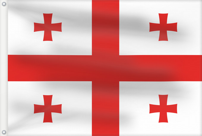 Bandera, con dos ojales metálicos y lado del asta reforzado: Georgia Géorgie Georgien