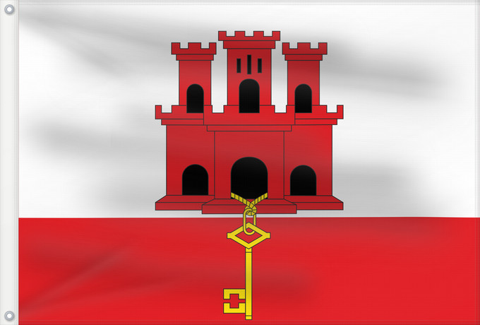 Drapeau, avec deux œillets métalliques et guindant renforcé : Gibraltar	Gibilterra	Banniel Jibraltar	Gibraltarko bandera