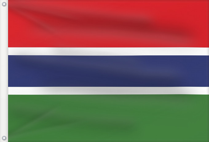 Drapeau, avec deux œillets métalliques et guindant renforcé : Gambia Gambie Gambias Σημαία της Γκάμπια Gambio Gambian Gambije
