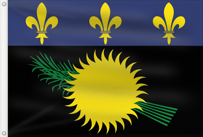 Drapeau, avec deux œillets métalliques et guindant renforcé : Unofficial flag of Guadeloupe  local	Unofficial local flag of Guadeloupe	Guadeloupe	Guadalupe. Uso no oficial	Guadalupa