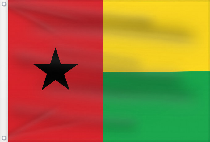 Drapeau, avec deux œillets métalliques et guindant renforcé : Guinea-Bissau	Guinée-Bissau	Guinea-Bissaus	Guiné-Bissau	Gvineo Bisaŭa	پرچم گینه بیسائو	Флаг Гвинеи-Бисау	Gvineje Bissau