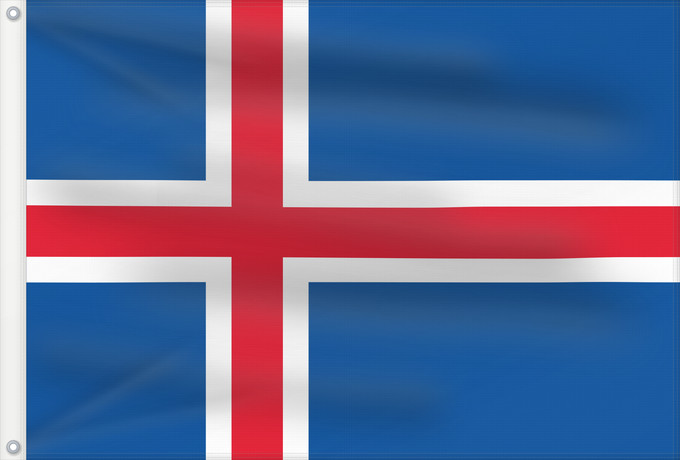 Drapeau, avec deux œillets métalliques et guindant renforcé : Iceland	L Islande	Islandia	Island	Islanda	IJsland	Islandii	Сцяг Ісландыі	আইসল্যান্ডের পতাকা	Banniel Island	Gwlad yr Iâ	Islands	Islando	Islandi lipp	Íslands	Izland	Íslenski fáninn	Islandiae	Islands flagg	Det islandske flagget	Þjóðfáni Íslands	Флаг Исландии