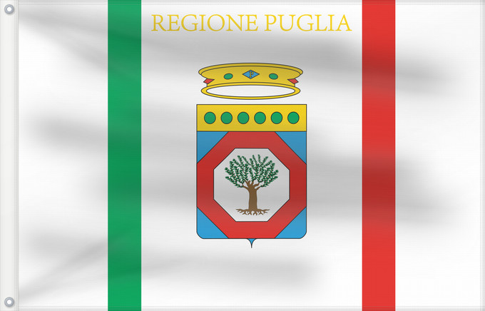 Drapeau, avec deux œillets métalliques et guindant renforcé : Apulia Apulia or Puglia région des Pouilles Apulia o Pulla Apulien Puglia