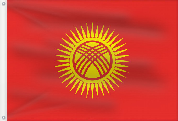 Flag, with two metal eyelets and reinforced hoist: Kyrgyzstan	Kirghizistan	Kirguistán	Kirgisistan	Kirgizië	علم جمهورية قرغيزستان	Qırğız Respublikasının	Дзяржаўны сцяг Кыргыстану	Kyrgyzstánu	Kirgizio	Ղրղզստանի դրոշը	ყირგიზეთის დროშა	Қырғыз Республикасының мемлекеттік байрағы	Кыргыз Республикасынын мамлекет