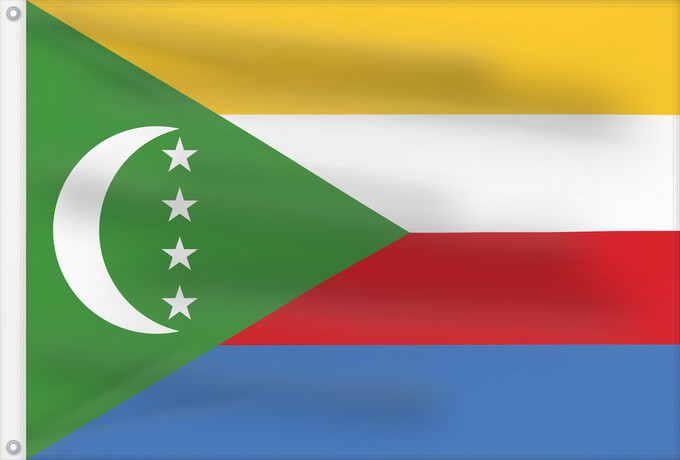 Drapeau, avec deux œillets métalliques et guindant renforcé : Comoros	Comores	Comoras	Komoren	Comore