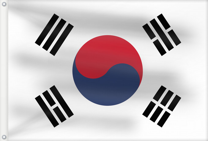 Bandera, con dos ojales metálicos y lado del asta reforzado: South Korea	Republic of Korea  South Korea	Corée du Sud	Corea del Sur	Südkoreas	Corea del Sud	Zuid-Korea	Coreia do Sul	Korei Południowej	علم كوريا الجنوبية  جمهورية كوريا	Cənubi Koreya	দক্ষিণ কোরিয়ার পতাকা	ལྷོ་ཀོ་རི་ཡ། དར་ཆ།	Južne Koreje	​大韓民國國旗 / Dâi-hà