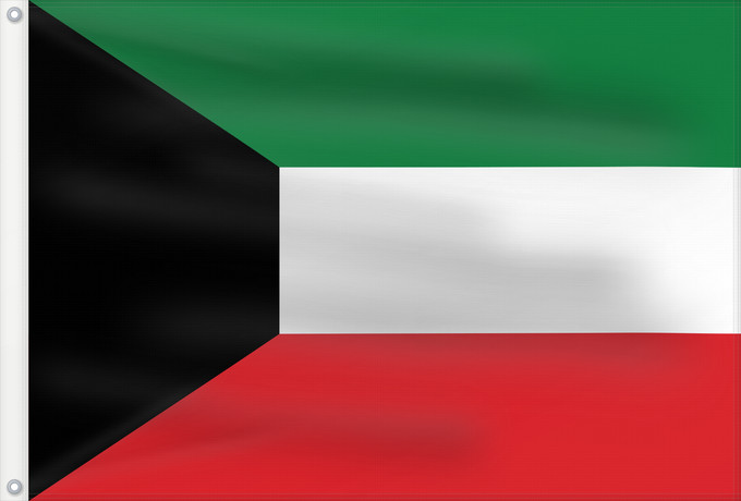 Drapeau, avec deux œillets métalliques et guindant renforcé : Kuwait Koweït Kuwaitlabel QS Les