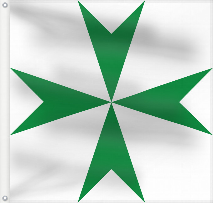 Bandera, con dos ojales metálicos y lado del asta reforzado: Militärischer und Hospitalischer Orden des Heiligen Lazarus von Jerusalem