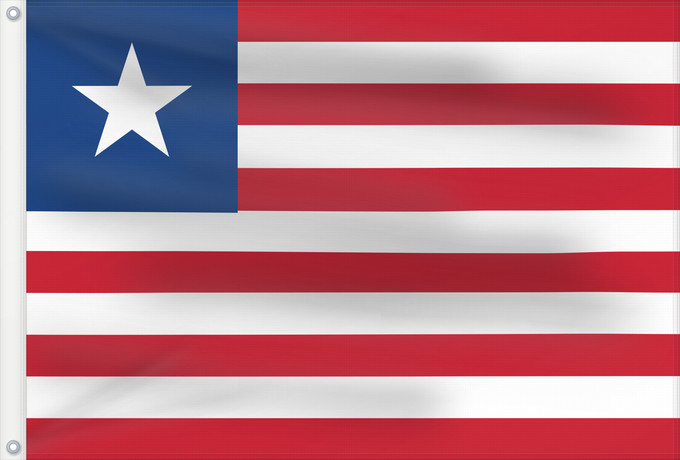 Flag, with two metal eyelets and reinforced hoist: Liberia Libérie پرچم لیبریا Liberian Liberiei Liberije