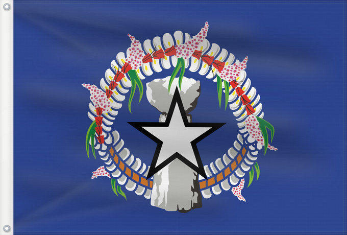 Bandera, con dos ojales metálicos y lado del asta reforzado: Northern Mariana Islands	Îles Mariannes du Nord	Islas Marianas del Norte	Nördliche Marianen	Isole Mariana del Nord