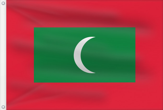 Drapeau, avec deux œillets métalliques et guindant renforcé : Maldives	Maldivas	Malediven	Maldive	Maldiven	Das Maldivas	ދިވެހިރާއްޖޭގެ ދިދަ	La Maldivoj	Флаг Мальдив	Maldivov	Maldivernas	ธงชาติ ประเทศมัลดีฟ