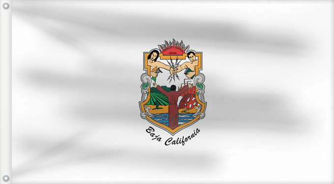 Bandera, con dos ojales metálicos y lado del asta reforzado: Baja California	De facto flag of Baja California	Basse-Californie	Baja California 	Īpān Tlani California