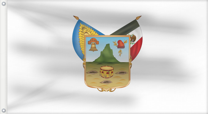 Bandera, con dos ojales metálicos y lado del asta reforzado: Hidalgo hidalgo y fidalgo
