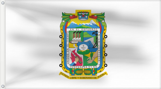 Bandiera, con due occhielli metallici e lato dell'asta rinforzato: Puebla