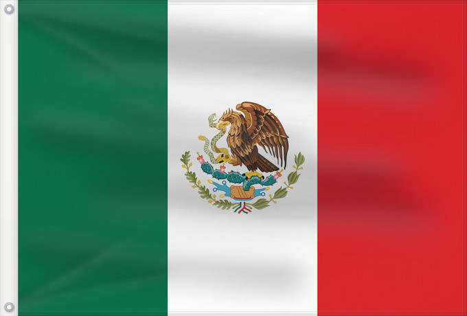 Bandera, con dos ojales metálicos y lado del asta reforzado: Mexico Mexico Official version of the Flag of the United Mexican States or Mexico Mexique México La actual bandera de los Estados Unidos Mexicanos Mexiko Messico México Meksyku علم المكسيك Mïxiku wiphala Meksika Mèxic Mexická vlajka Mexicos Meksiko Mexiko
