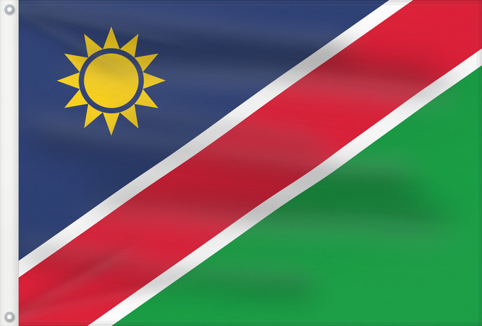 Bandera, con dos ojales metálicos y lado del asta reforzado: Namibia Namibie Namibië