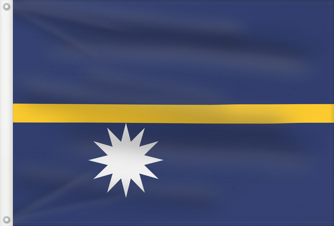 Flag, with two metal eyelets and reinforced hoist: Nauru The national flag of Nauru La bandera nacional de Nauru Nazionale di Nauru A bandeira nacional de Nauru Σημαία του Ναουρού La nacia flago de Nauro Nauru lipp Naurun דגל נאורו Знаме на Науру Anidenin Naoero Флаг Науру Nauru leavga Nauruja Naurus Naur