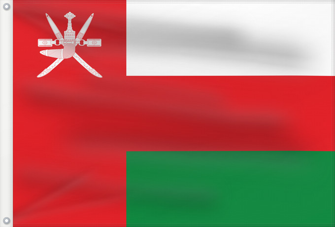Bandera, con dos ojales metálicos y lado del asta reforzado: Oman	Omán