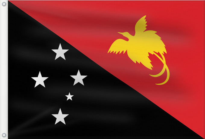 Bandera, con dos ojales metálicos y lado del asta reforzado: Papua New Guinea	Papua New GuineaColours Pantone 186 C for red and 116 C for yellow	Papouasie-Nouvelle-Guinée	Papúa Nueva Guinea	Papua-Neuguineas	Papua Nuova Guinea	Papoea-Nieuw-Guinea	Papua-Nova Guiné	Papui-Nowej Gwinei	علم بابوا غينيا الجديدة	পাপুয়া নি