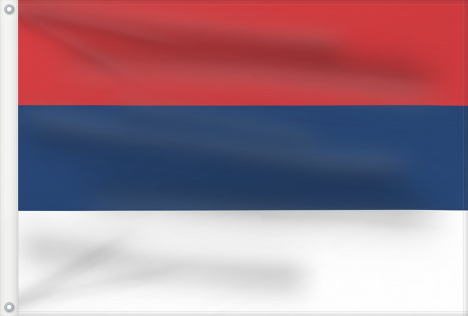 Drapeau, avec deux œillets métalliques et guindant renforcé : Civil Flag of Serbia	Civil flag of Serbia	Serbie	Serbia	Serbien	Гражданско знаме на Сърбия	Народна застава Србије	Narodna zastava Srbije	Nemzeti zászló szerbia	Народный  гражданский  флаг Сербии	Srbská národná vlajka	Kombëtar i Serbisë