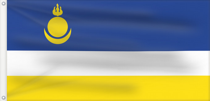 Drapeau, avec deux œillets métalliques et guindant renforcé : Buryatia	Republic of Buryatia	 Buratti	República de Buriatia	Repubblica di Buriazia	Буряад Республикын гyрэнэй һүлдэ	Флаг Бурятии	Парчами Бурятия