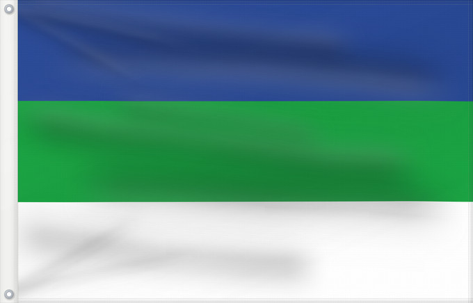 Drapeau, avec deux œillets métalliques et guindant renforcé : Komi State Flag of the Komi Republic République des Komis República de Komi Republik Komi Repubblica di Komi Коми Республикаса дöрапас Государственный флаг Республики Коми