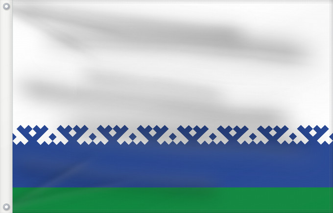 Drapeau, avec deux œillets métalliques et guindant renforcé : Nenets Autonomous District Nenets Autonomous District, Russia Nénétsie ou district autonome de Nénétsie distrito autónomo de Nenetsia Autonome Kreis der Jamal-Nenzen Флаг Ненецкого автономного округа