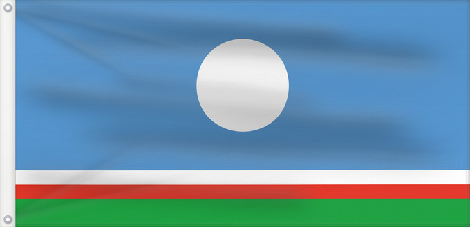 Drapeau, avec deux œillets métalliques et guindant renforcé : Sakha	Sakha (Yakutia) Republic	Sakha (Yakoutie)	República de Sajá (redirige desde Yakutia)	Sakha (Yakutia)	Флаг Саха	Прапор Саха