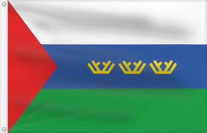 Drapeau, avec deux œillets métalliques et guindant renforcé : Tyumen Oblast Oblast de Tioumen Óblast de Tiumén Oblast Tjumen