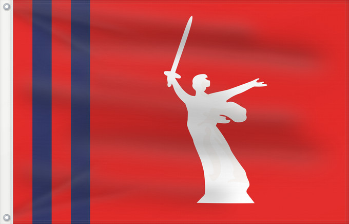 Drapeau, avec deux œillets métalliques et guindant renforcé : Volgograd Oblast	Volgograd Oblast 	Oblast de Volgograd	Óblast de Volgogrado	Oblast Wolgograd