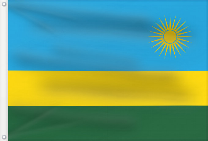 Bandiera, con due occhielli metallici e lato dell'asta rinforzato: Rwanda Ruanda রুয়ান্ডার জাতীয় পতাকা Ruando پرچم رواندا Ibendera rya Rwanda Ruande