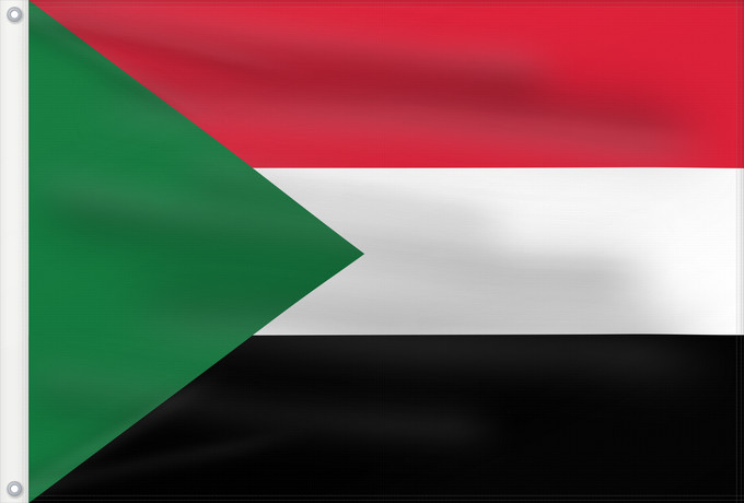 Drapeau, avec deux œillets métalliques et guindant renforcé : Sudan Soudan Sudán Soedan علم السودان Sudans