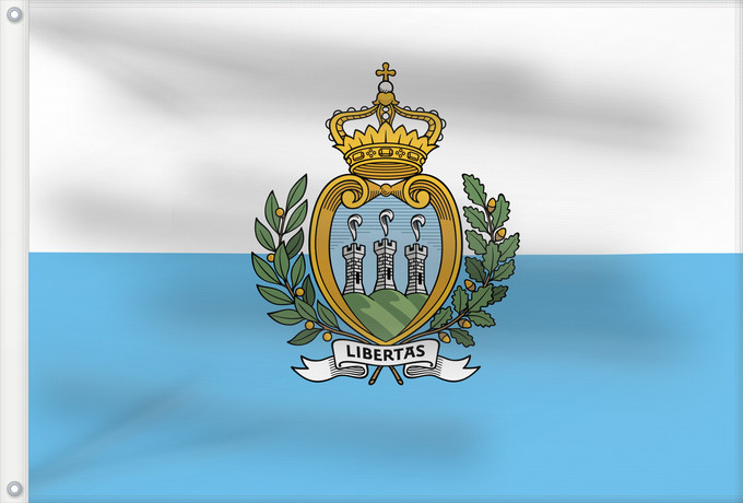Flagge, mit zwei Metallösen und verstärktem Besatzband: San Marino  civil	San Marino	Saint-Marin