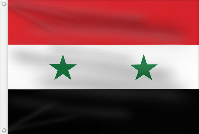 Drapeau, avec deux œillets métalliques et guindant renforcé : Syria	It is easy to put a border around this flag image	Syrie	República Árabe Unida  1958-1961	Syrien	Siria	Zjednoczonej Republiki Arabskiej  1958-1961	علم الجمهورية العربية المتحدة ١٣٧٧-١٣٨٠	República Árabe Xunida  1958-1961	República Àrab Unida  1958-19