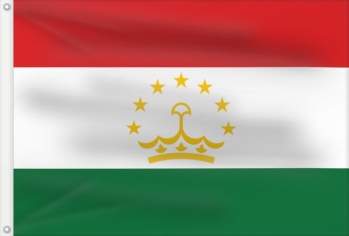 Flag, with two metal eyelets and reinforced hoist: Tajikistan Tadjikistan Tayikistán Republik Tadschikistan Tagikistan Tadzjikistan علم طاجيكستان Tacikistan Сцяг Таджыкістану Сьцяг Таджыкістану Tádžikistánu Таджикистан ялавӗ پرچم تاجیکستان Տաջիկստան դրոշը ტაჯიკეთის დროშა Тәжікстан байрағы Тажикстанын туус