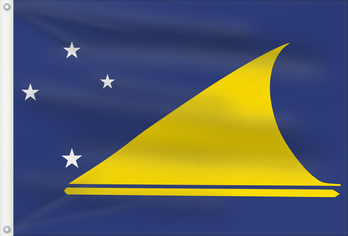 Bandera, con dos ojales metálicos y lado del asta reforzado: Tokelau Tokelau since May 2008 Tokelau que fuera adoptada en mayo de 2008 por el parlamento local de este territorio dependiente de Nueva Zelanda Pīwari o Tokelau