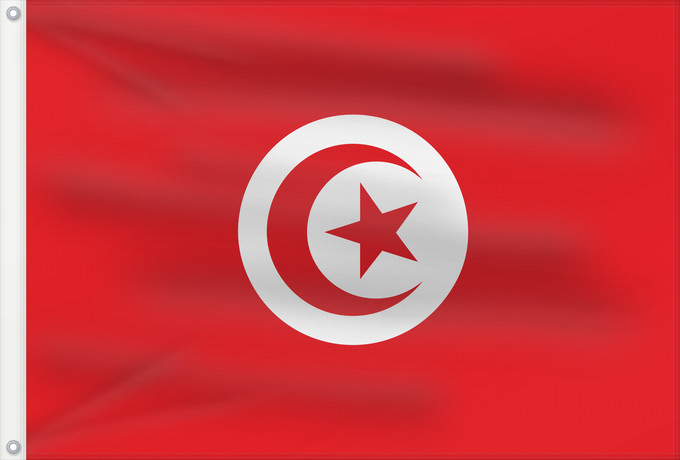Drapeau, avec deux œillets métalliques et guindant renforcé : Tunisia	Tunisie	Túnez	Tunesien	Tunesië	علم تونس	তিউনিসিয়ার পতাকা।	Tunísia	Флаг Туниса	Tunizije	ⴰⵛⴻⵏⵢⴰⵍ ⵏ ⵜⵓⵏⴻⵙ