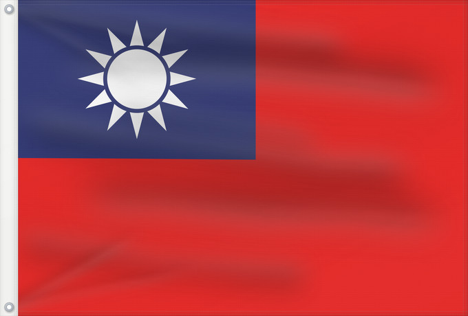 Bandera, con dos ojales metálicos y lado del asta reforzado: Republic of China	Republic of China  Taiwan	République de Chine	República de China	Republik China  Taiwan	Repubblica di Cina	Republiek China	República da China	Republiki Chińskiej	Lýðveldi Postaulín Flagg	علم جمهورية الصين الوطنية	ཀྲུང་ཧྭ་དམངས་ཁབ དང་ལྕོག	