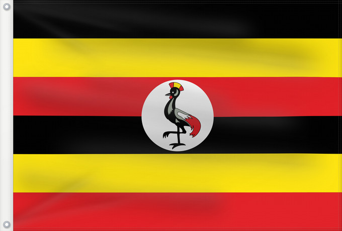 Bandera, con dos ojales metálicos y lado del asta reforzado: Uganda	L Uganda Uganda	Dell Uganda	Ugandy	Ugando	דגל אוגנדה	Ugandos	Ugandei	Ugande	Uganda Uganda