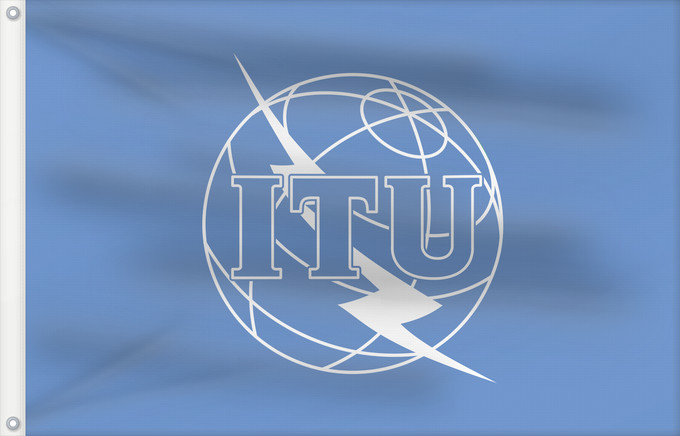 Flag, with two metal eyelets and reinforced hoist: ITU